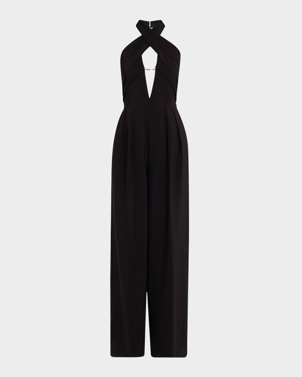Bridgely Pleated Cutout Halter Jumpsuit